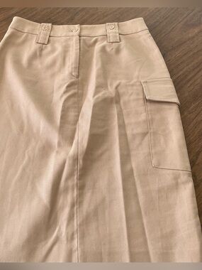 Midi Cargo Pocket Skirt in Beige